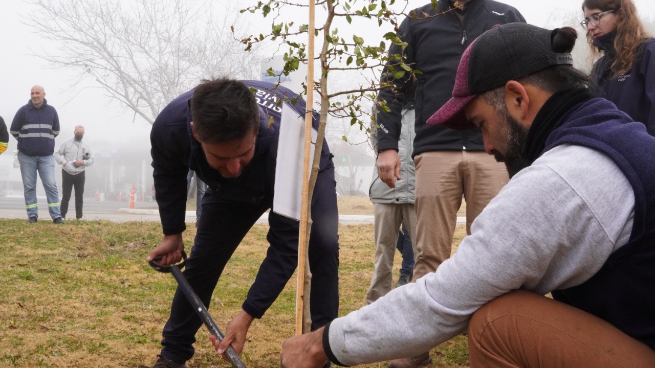 Atanasof durante la jornada de forestación.